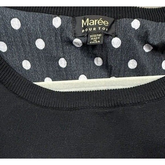Marée Pour Toi Black Split Back Polka Dot Ruffle Hem Sweater‎ 12 14 Lagenlook - Picture 4 of 6